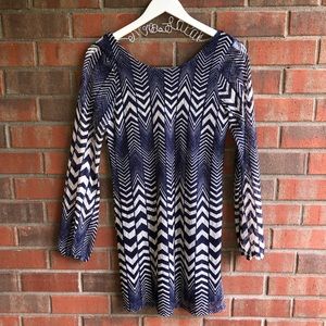 🔴 Women’s Blue Print Dress with Sleeves